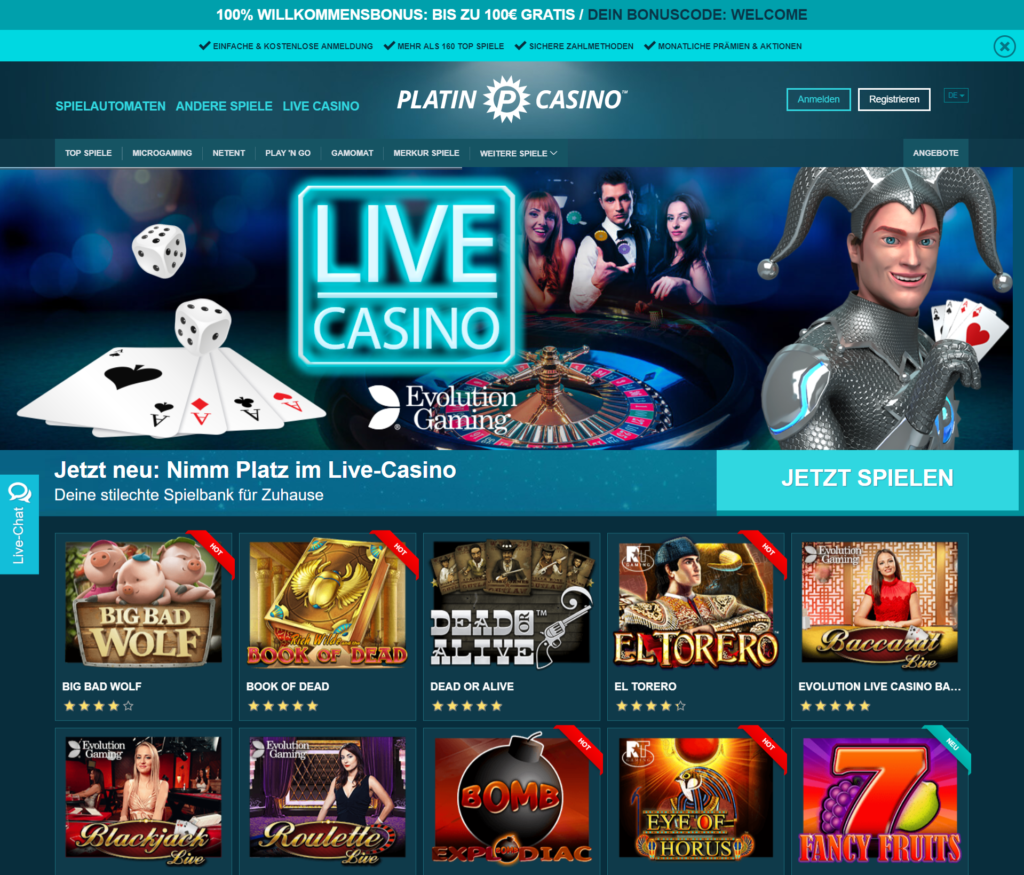 Platin Casino Startseite